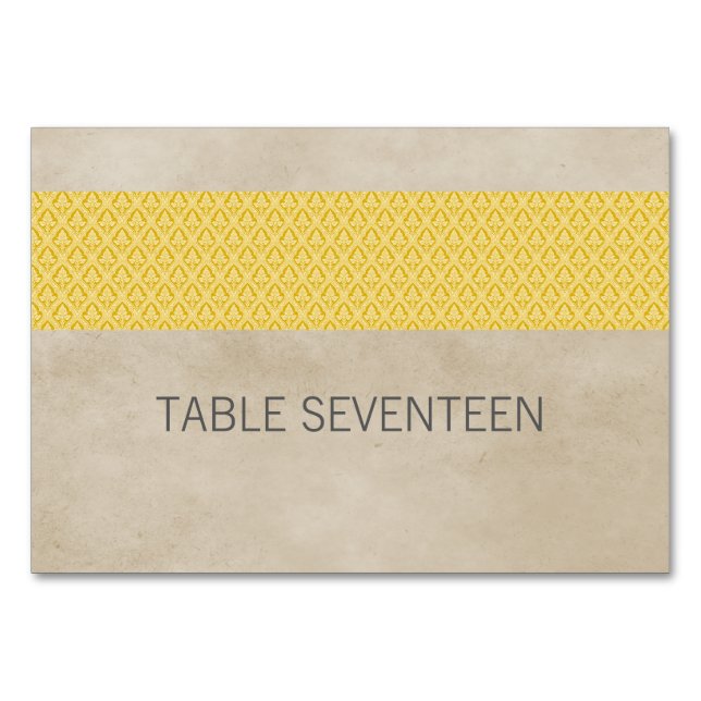 Carte de table Damask Rustique Jaune (Devant)