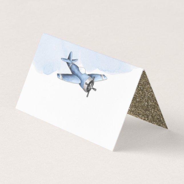 Carte de table de Baby shower d'avion vintage (Devant)