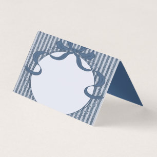 Carte de table de bébé en jean bleu à noeud coquet