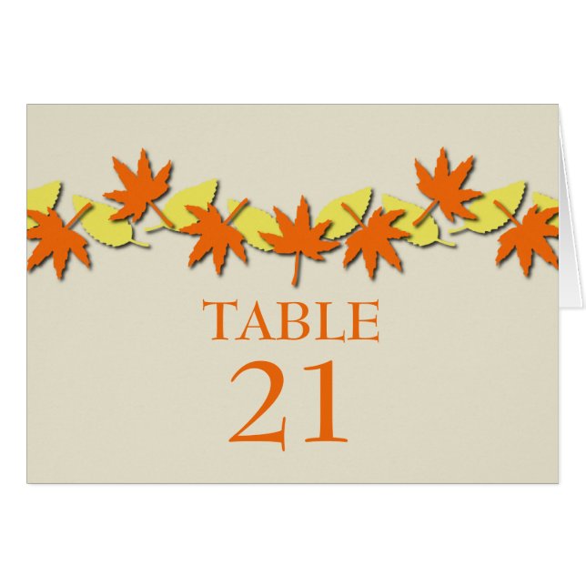 Carte de table de bordure de l'automne, orange/jau (Devant horizontal)