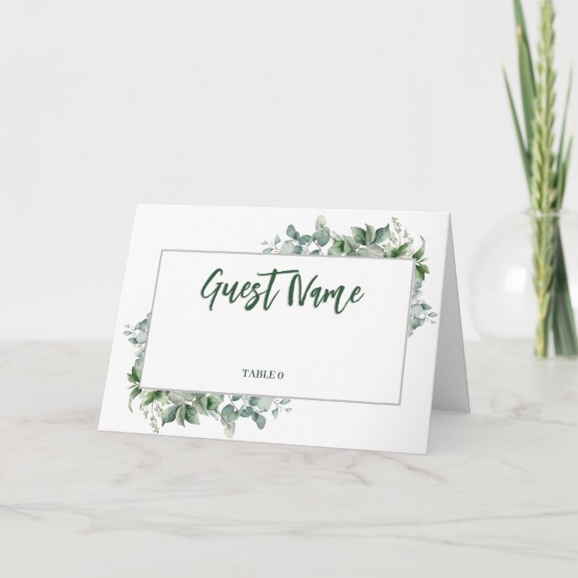 Carte de table de bordure d'eucalyptus aquarelle (Devant)