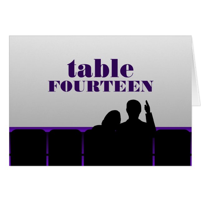 Carte de table de cinéma, violet (Devant horizontal)
