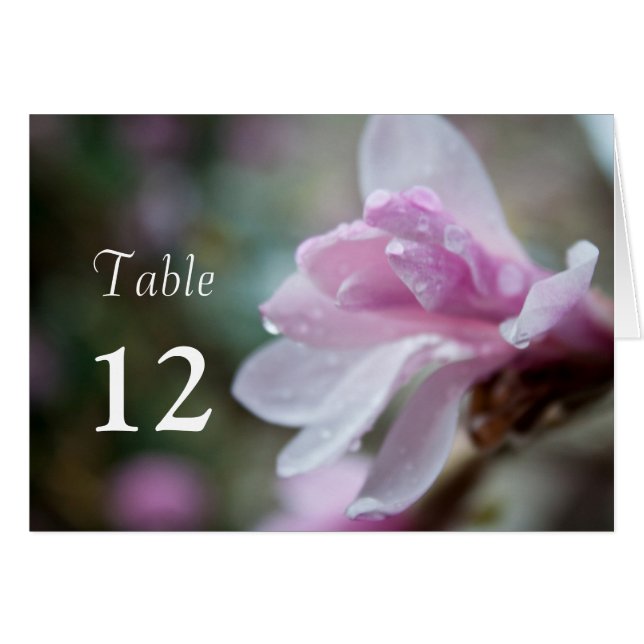 carte de table de dîner de fleur de magnolia rose  (Devant Horizontal)