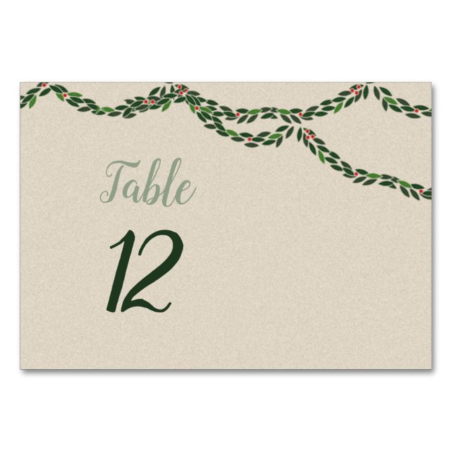 Carte de table de guirlande de Noël (Devant)