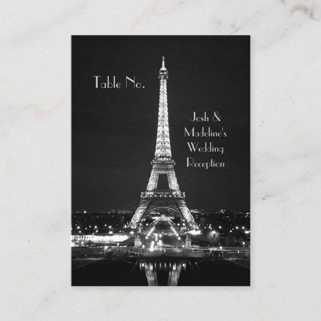 Carte de table de la réception Tour Eiffel (Devant)