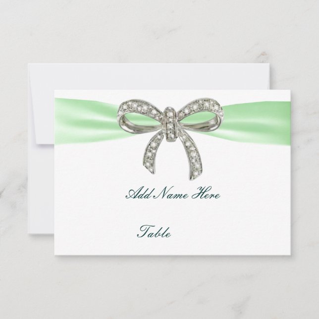 Carte de table de mariage à arc en diamant vert (Devant)