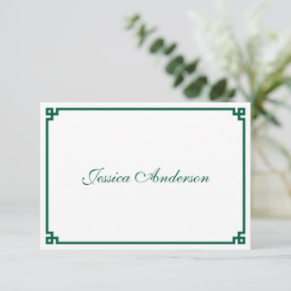 Carte de table de mariage à bordure grecque verte