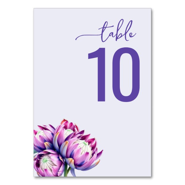 Carte de table de mariage à fleurs violettes éléga (Par défaut)
