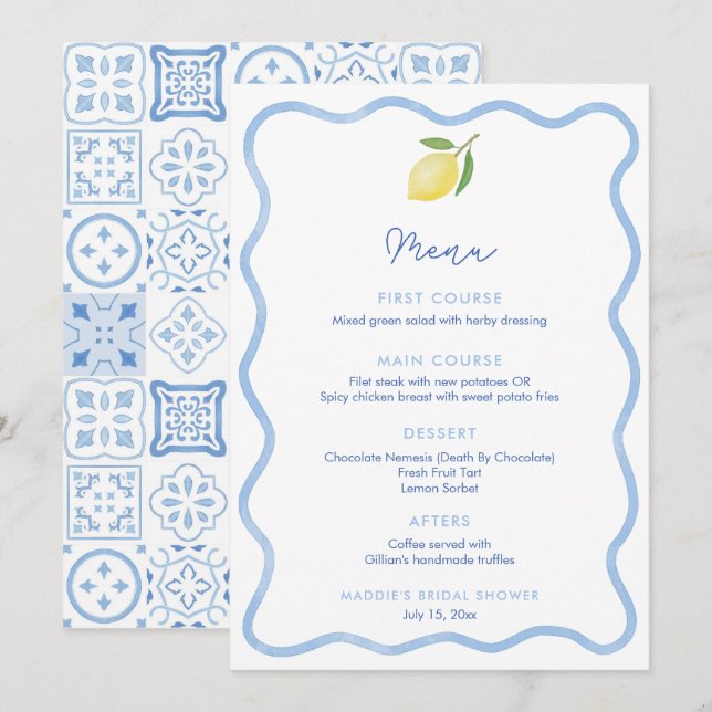 Carte de table de mariage à la ligne ondulée et au (Devant / Derrière)