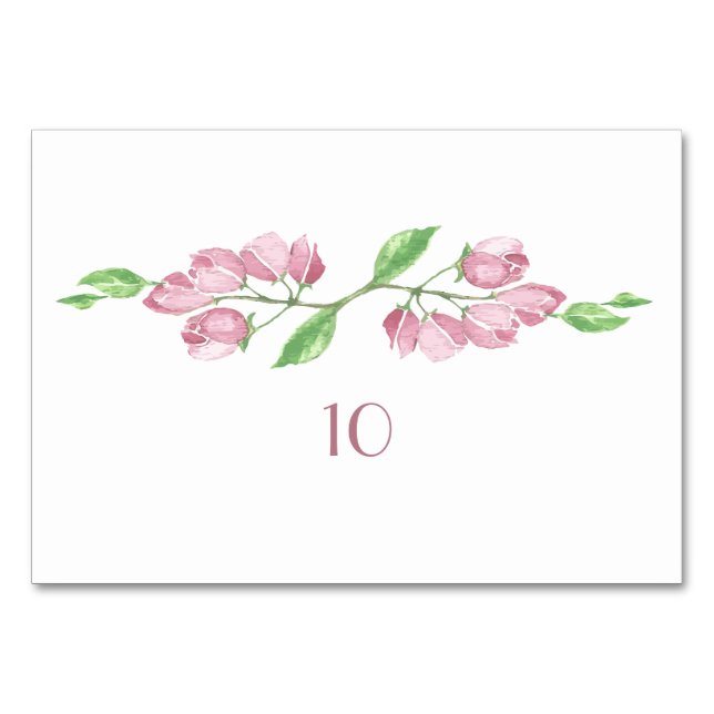Carte de table de mariage à l'aquarelle Cerisier e (Devant)