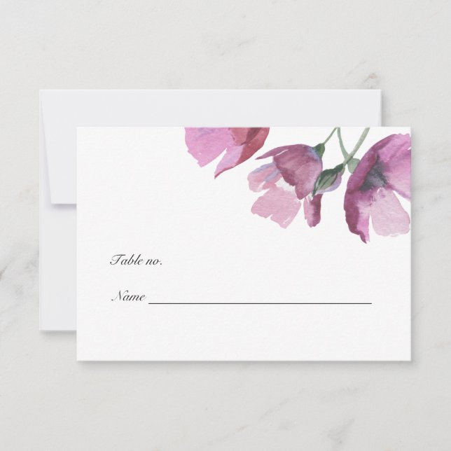 Carte de table de mariage à l'aquarelle violette f (Devant)