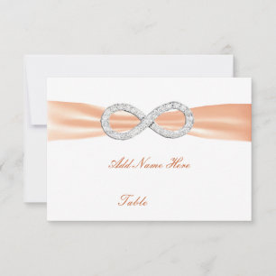 Carte de table de mariage à l'infini en diamant or
