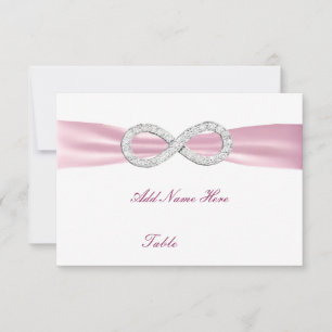 Carte de table de mariage à l'infini en diamant ro