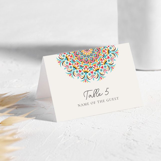 Carte de table de mariage abstraite bleu turquoise (Créateur téléchargé)
