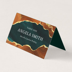 Carte de table de mariage Agate Bleu-vert, Orange