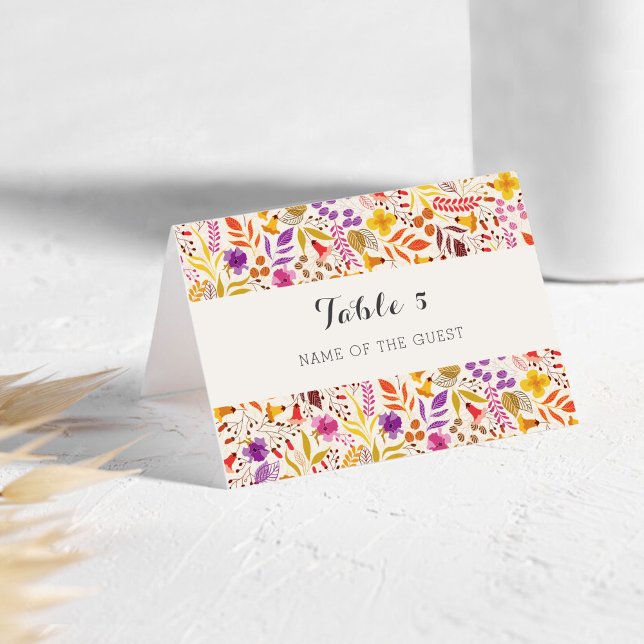 Carte de table de mariage aux fleurs sauvages boho (Créateur téléchargé)