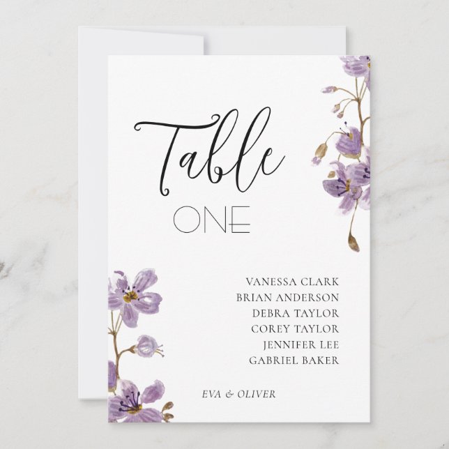 Carte de table de mariage aux orchidées aquarelles (Devant)