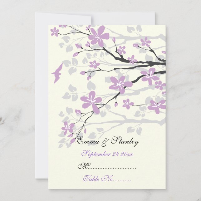 Carte de table de mariage avec fleurs de magnolia  (Devant)