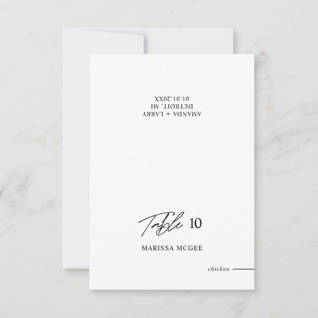 Carte de table de mariage avec nom et choix de rep (Devant)