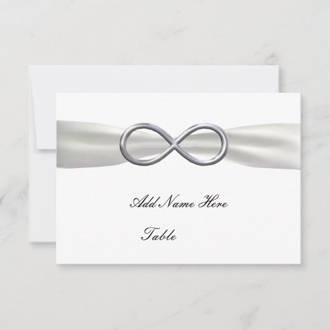Carte de table de mariage Blanc Infini Argent (Devant)