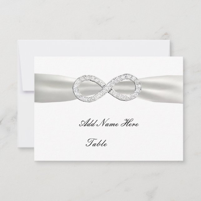 Carte de table de mariage blanche infinie diamanté (Devant)