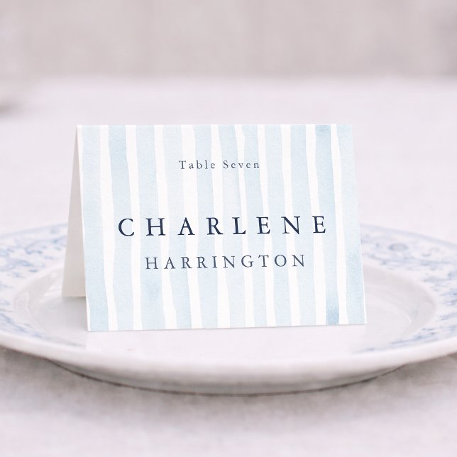 Carte de table de mariage bleu poussiéreux minimal (Créateur téléchargé)
