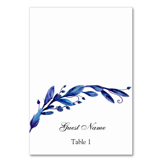 Carte de table de mariage bleue. Carte de placemen (Par défaut)