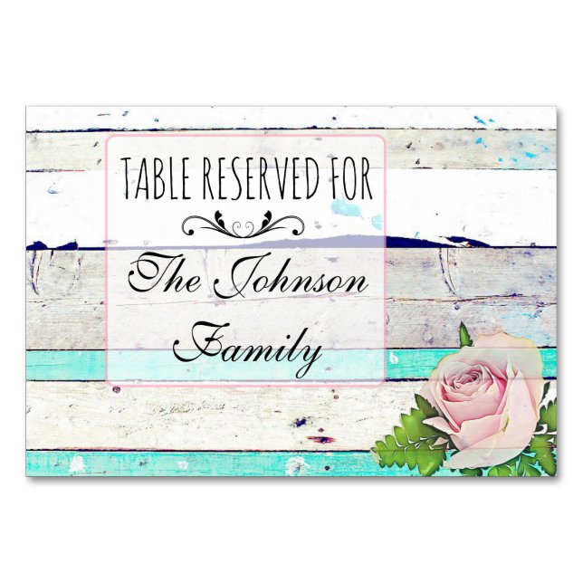 Carte de Table de Mariage Bois Rustique Shabby Vin (Devant)