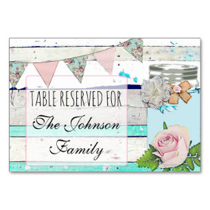 Carte de Table de Mariage Bois Rustique Shabby Vin