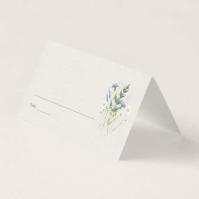 Carte de table de mariage botanique Daisy d'été (Front)