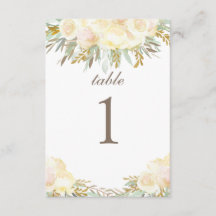 Carte de table de mariage Champagne Cream | Floral