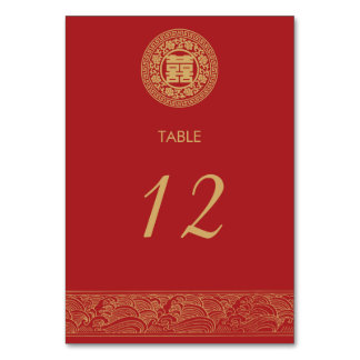 Carte de table de mariage chinois Double Happiness