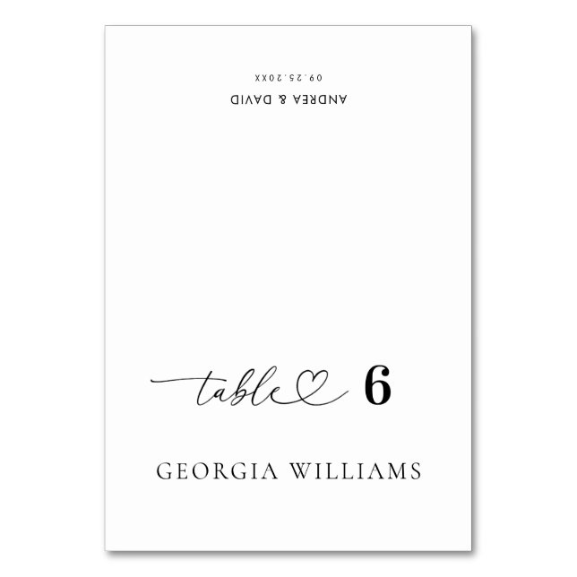 Carte de table de mariage coeurs personnalisable a (Par défaut)