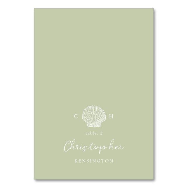 Carte de table de mariage côtière vert sauge Coqui (Par défaut)