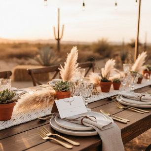 Carte de table de mariage crâne de vache boho dése