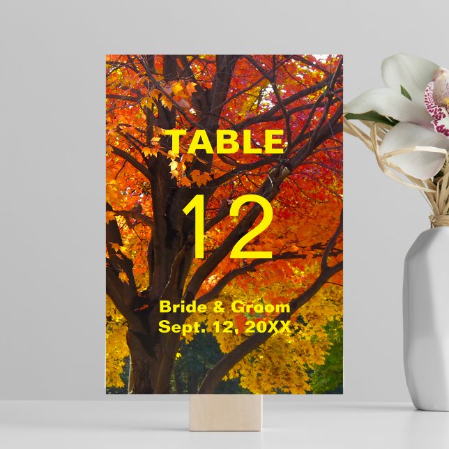 Carte de table de mariage de feuilles d'automne (Autumn Leaves Wedding Table Card)