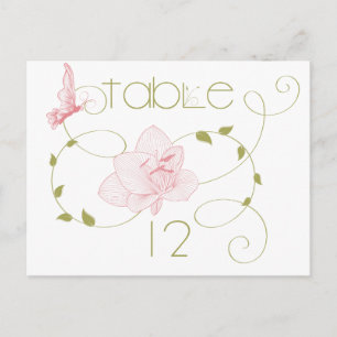 Carte de table de mariage de jardin rose Lys