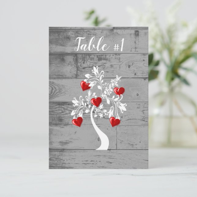 Carte de table de mariage de l'Arbre rouge des coe (Debout devant)