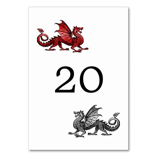 Carte de table de mariage Dragon Argenté Rouge (Par défaut)