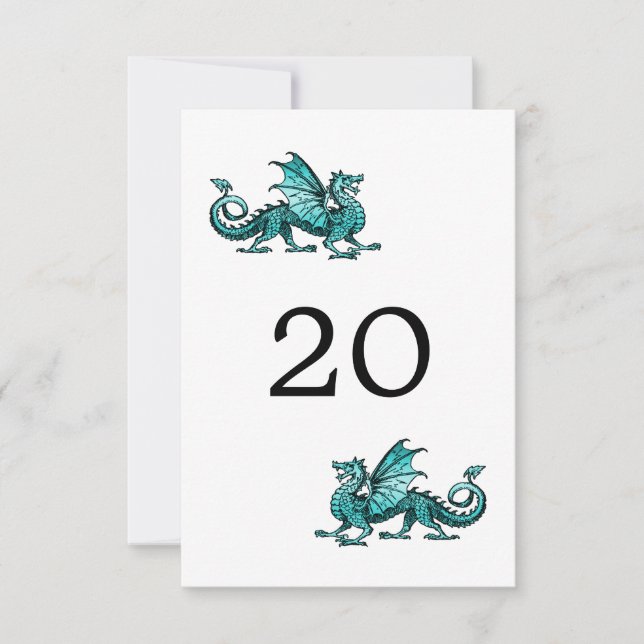 Carte de table de mariage Dragon de Teal (Devant)