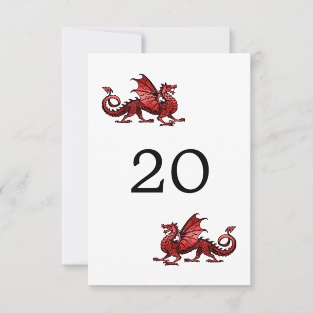 Carte de table de mariage Dragon Rouge (Devant)