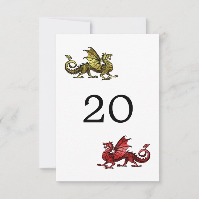 Carte de table de mariage Dragon Rouge Or (Devant)