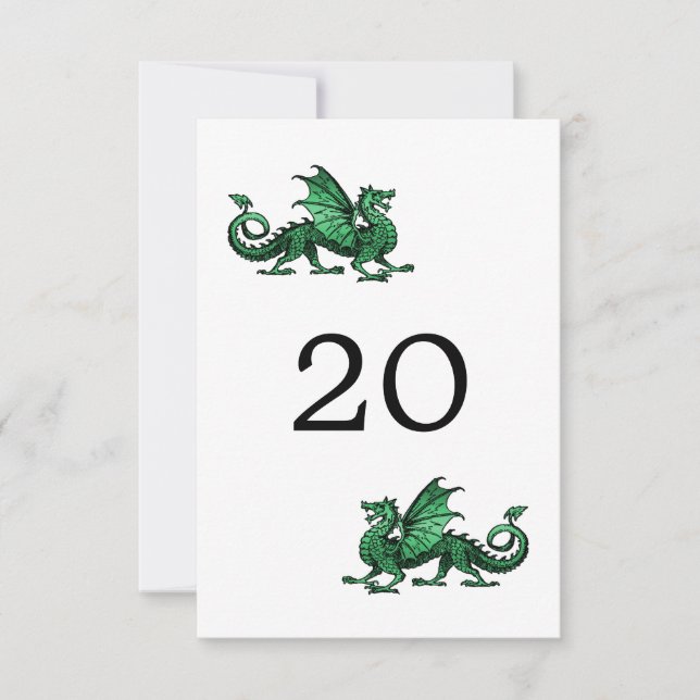 Carte de table de mariage Dragon Vert (Devant)