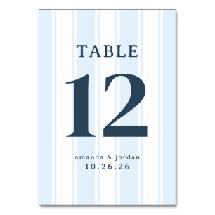Carte de table de mariage élégante bleue serif