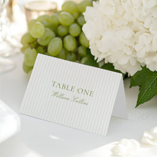 Carte de Table de Mariage Élégante Vert Sauge et B