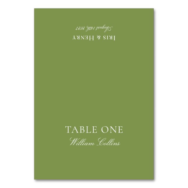 Carte de Table de Mariage Élégante Vert Sauge Mode (Par défaut)