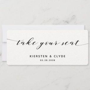 Carte de table de mariage en calligraphie noire