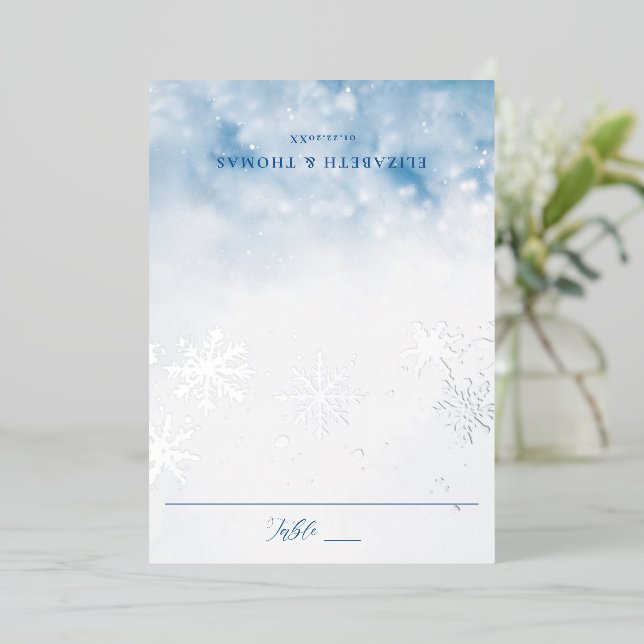 Carte de table de mariage en feuille d'aluminium s (Debout devant)