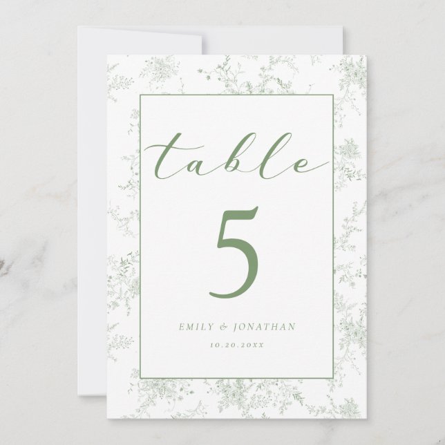 Carte de table de mariage en toile de fond florale (Devant)