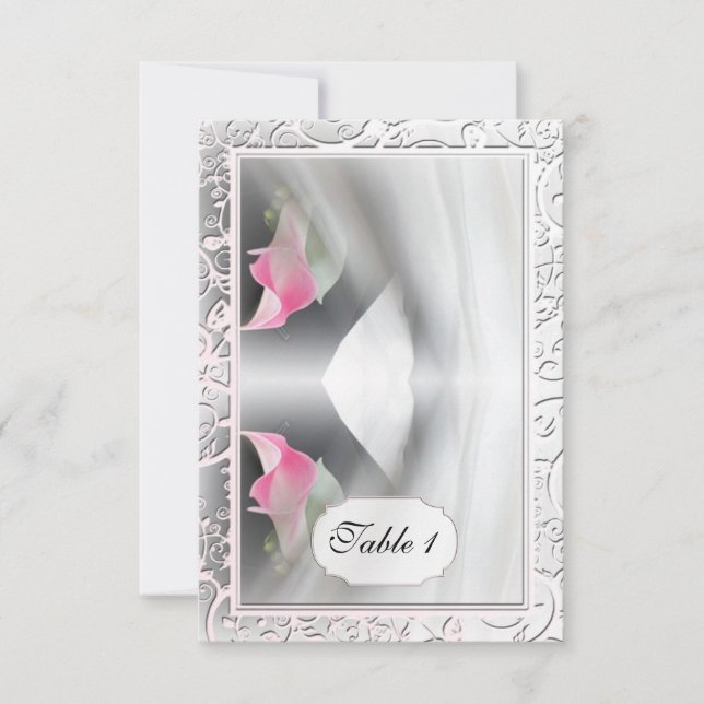 Carte de table de mariage Fleur de calla rose (Devant)